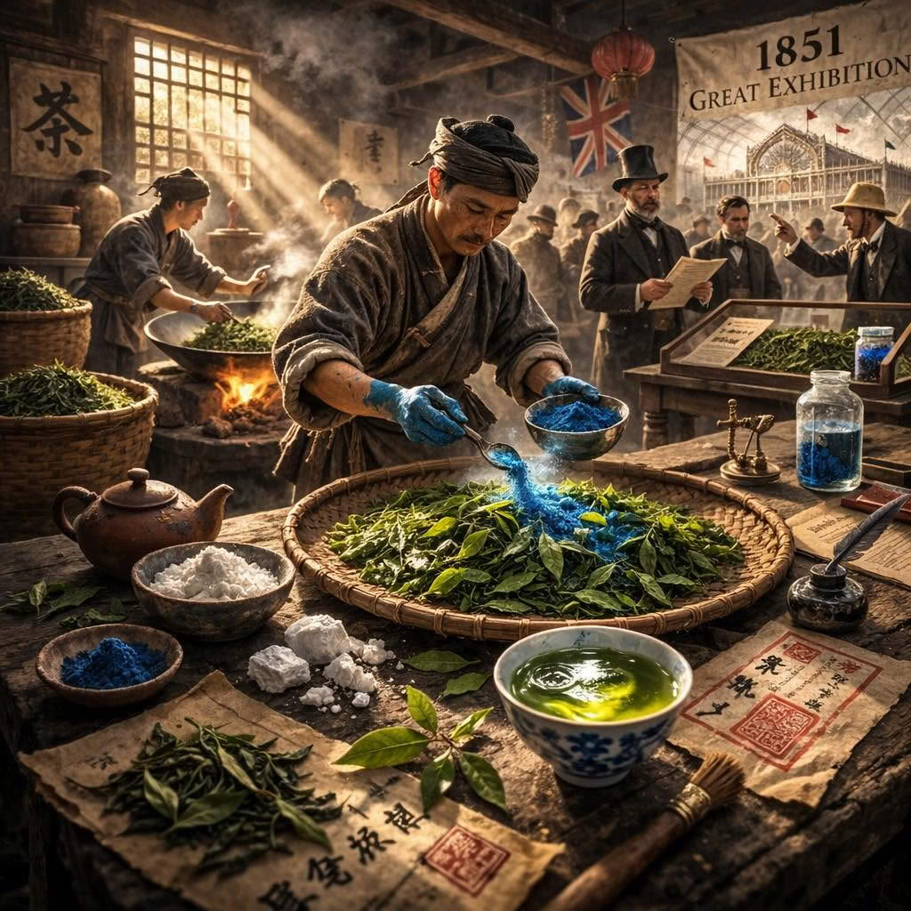 《添加化學染料的中國綠茶》