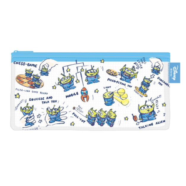 迪士尼 網格扁型筆袋 - 透明款 餐具袋 筆袋 收納袋 可清洗 三眼怪