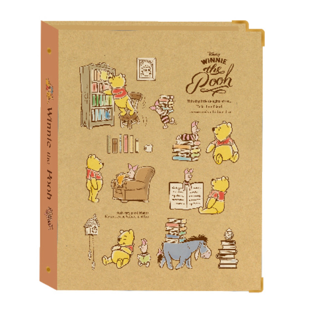 復古牛皮 A4-4孔 精裝資料本 孔夾-小熊維尼款