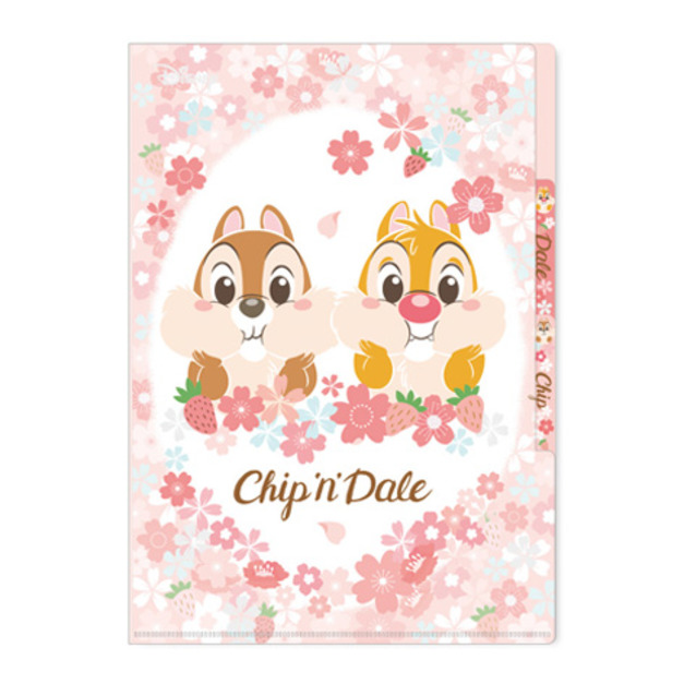 迪士尼 櫻花系列 三層資料夾 L夾 三層夾 奇奇蒂蒂塞滿嘴