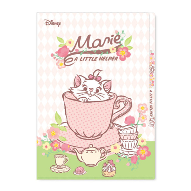 迪士尼 櫻花系列 三層資料夾 L夾 三層夾 茶杯瑪麗貓