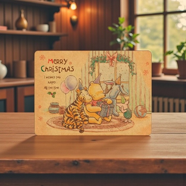唯美復古 小熊維尼 耶誕卡 聖誕卡