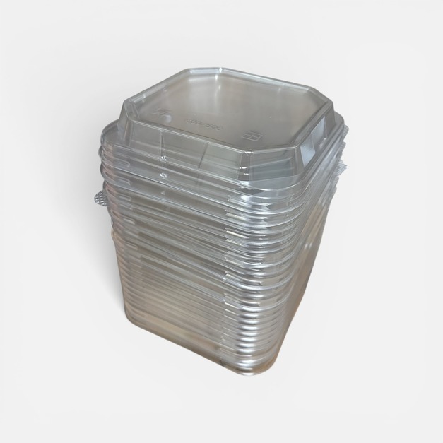 牛皮紙 八角盒 透明上蓋 400/500ML  通用 50入 輕食便當 紙碗 帶蓋一次性餐盒 打包盒