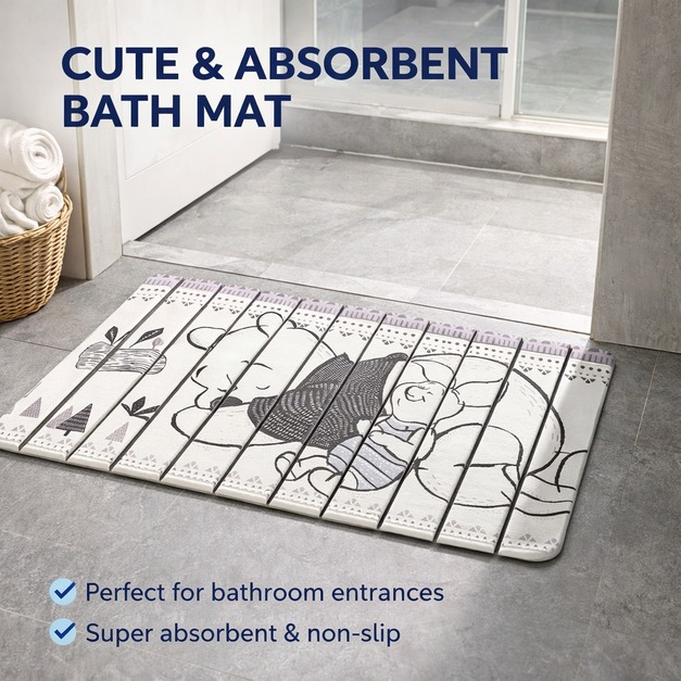 Disney 迪士尼 折疊式珪藻土地墊(大) 浴室地墊 珪藻地墊 矽藻地墊 小熊維尼款