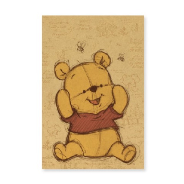經典款 小熊維尼 素描維尼 牛皮平口禮物袋 禮物袋 M尺寸 ((停產絕版款))