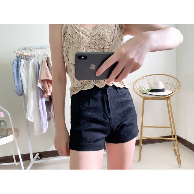 高腰瘦瘦牛仔短褲