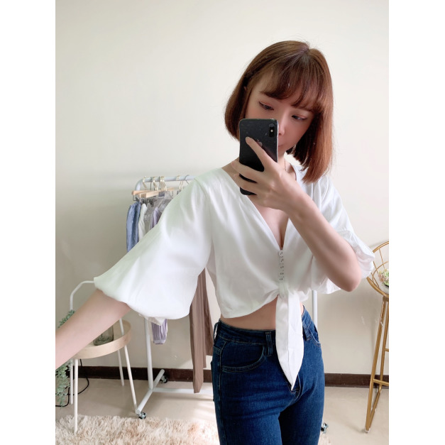 質感前綁帶上衣