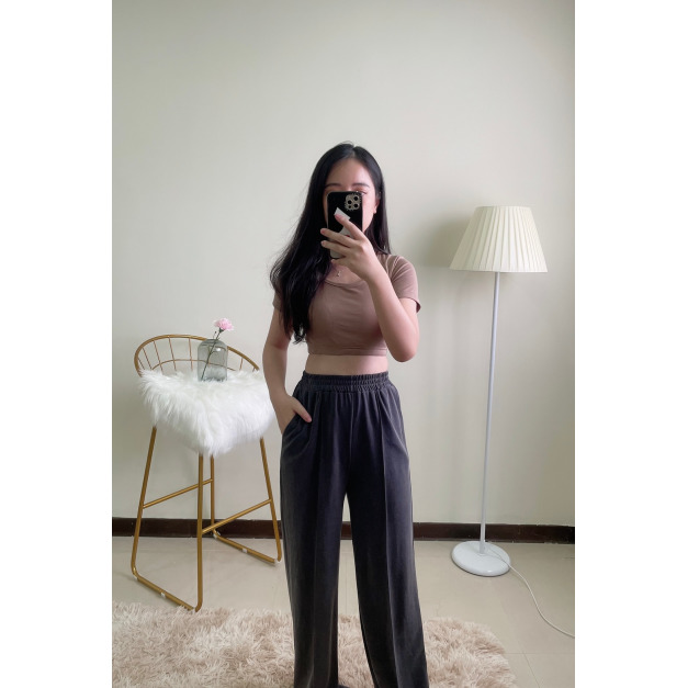 好摸舒服彈性寬褲