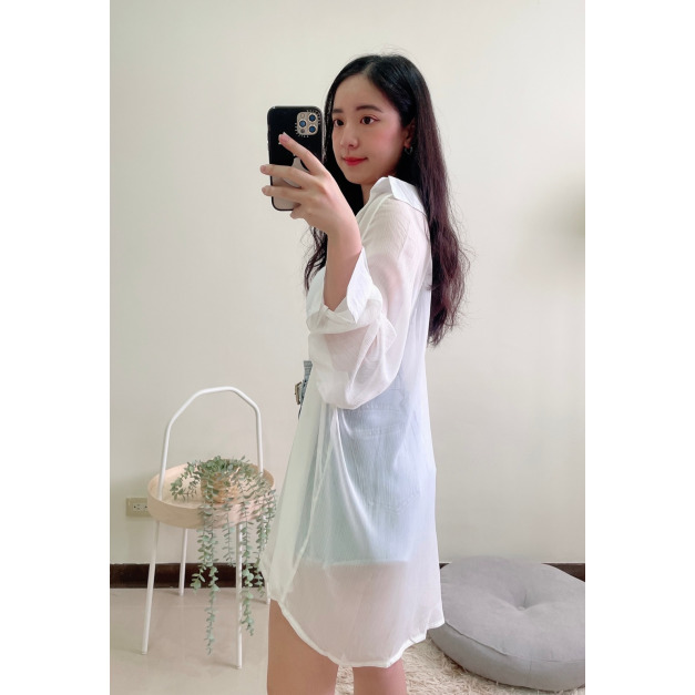 超仙長版透膚襯衫