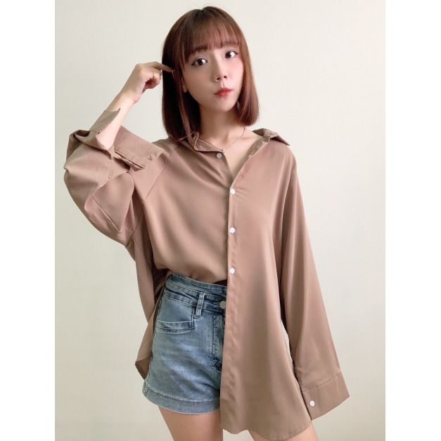 質感長版雪紡襯衫