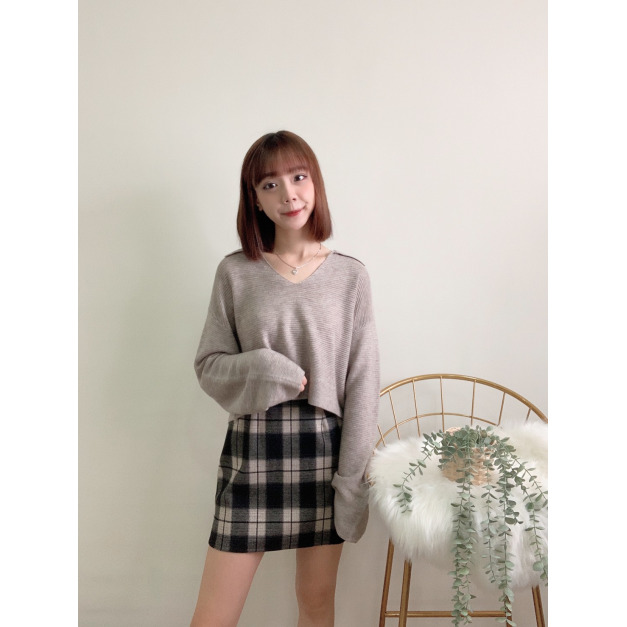 秋冬必備側拉鍊毛料短裙