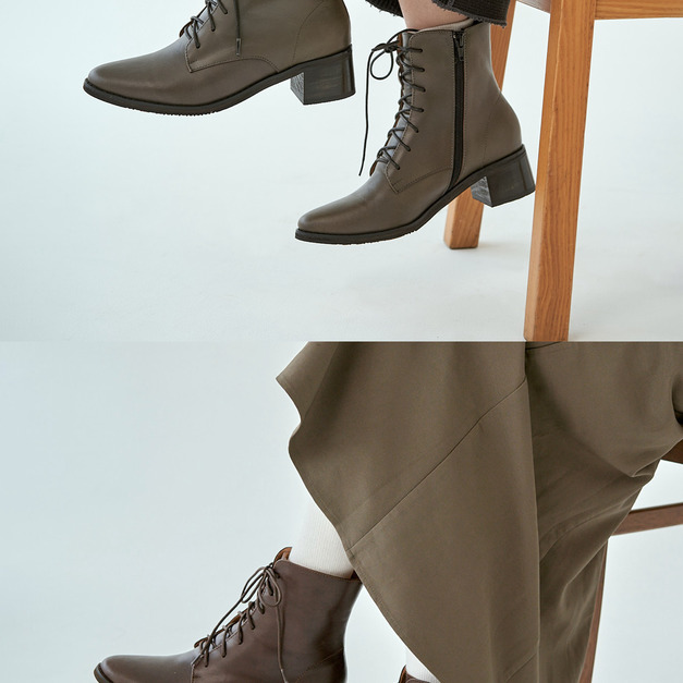 【吃貨人xLafille 樂菲真皮手工鞋】大人系中筒軍靴 _ 灰綠/咖啡