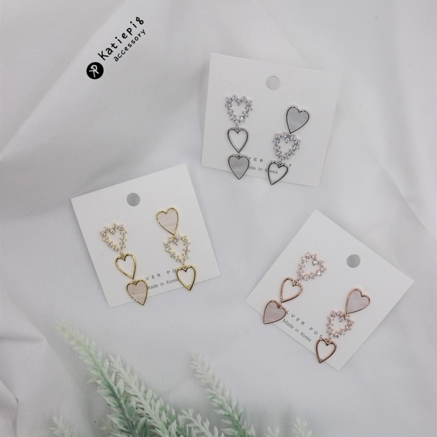 正韓⚇不對稱愛心⚇銀針耳環