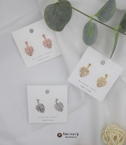 正韓⚇優雅龜背芋⚇銀針耳環