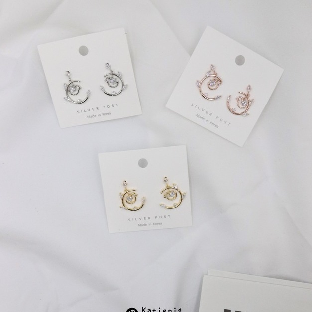 正韓⚇樹枝小鳥⚇銀針耳環