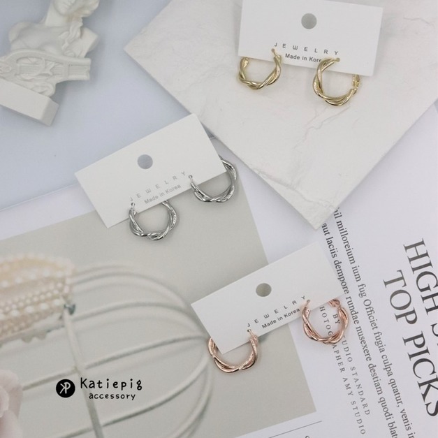 ⚇正韓⚇ 麻花辮子耳圈⚇純銀耳針