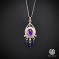 ※待售孤品※純銀紫水晶項鍊【搖擺紫水滴】