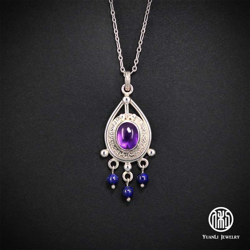 ※待售孤品※純銀紫水晶項鍊【搖擺紫水滴】