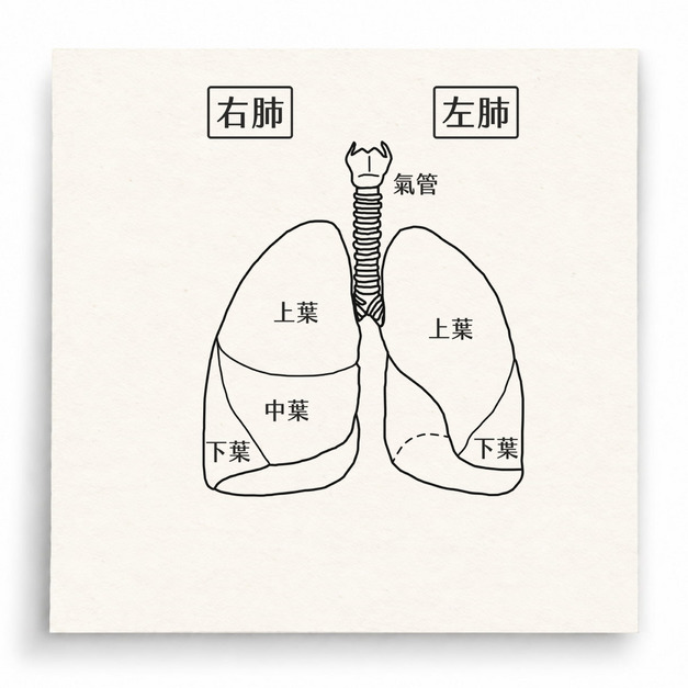 【G0083】肺臟構造名稱圖印章