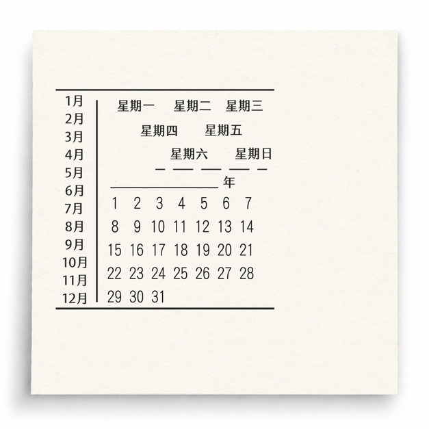 【G0047】中文萬年曆日期盤印章