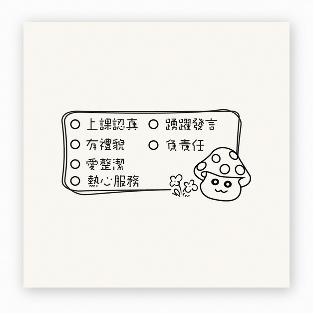 【F0037】蘑菇學習表現檢核單印章