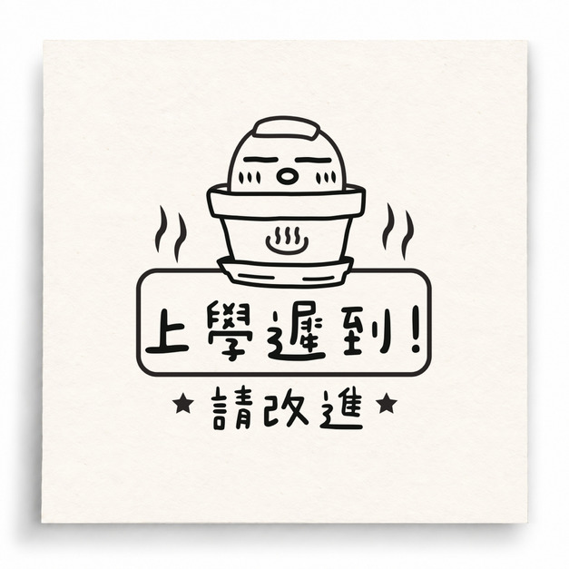 【I0029】上學遲到請改進印章