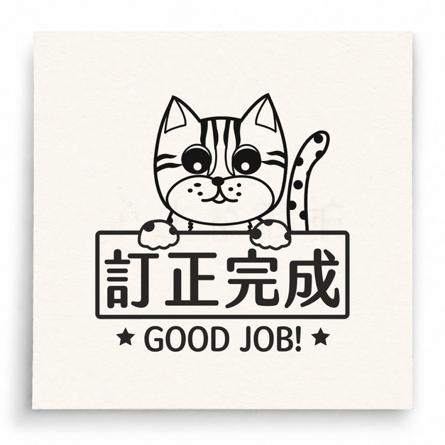 【T0064】訂正完成小貓印章