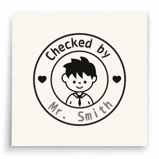 【T0097】Checked by Mr. Smith男孩印章