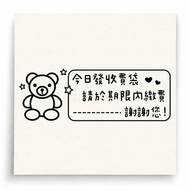 【U0033】今日發收費袋印章