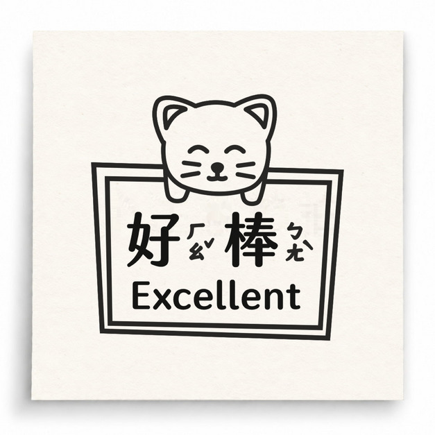 【T0076】好棒 Excellent小貓印章