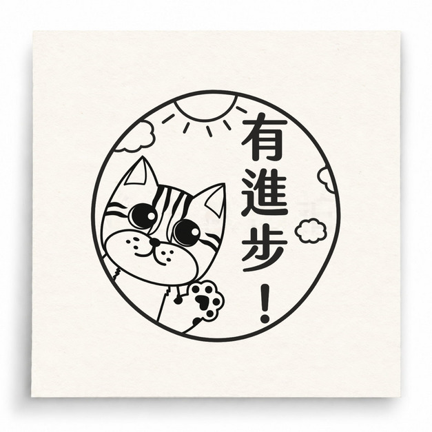 【T0063】有進步小貓印章