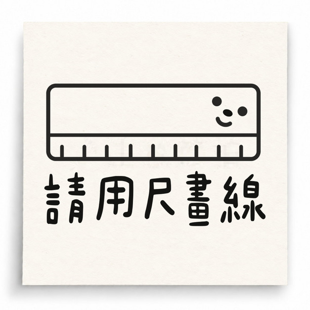 【D0018】請用尺畫線印章（愛心短尺）