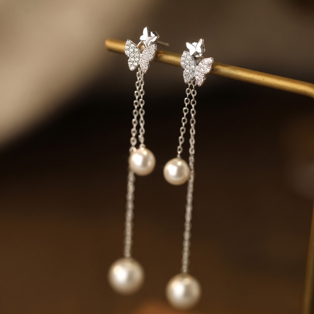 綻放的瞬間。純銀耳環｜玻璃珍珠