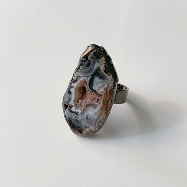 復古瑪瑙洞-可調節式古銅戒