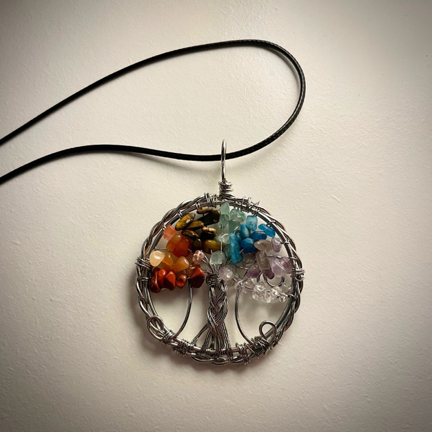 銀色七脈輪生命樹吊飾/舒眠/能量開啟/開運招財