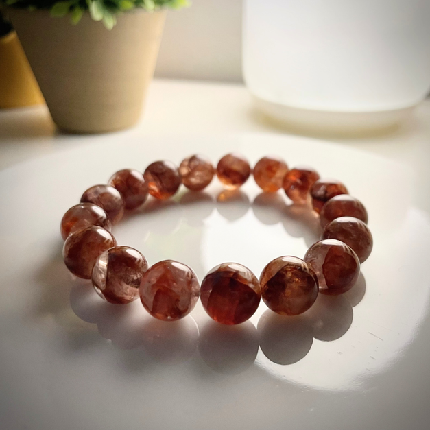 深紅膠花/開運招財許願手鍊