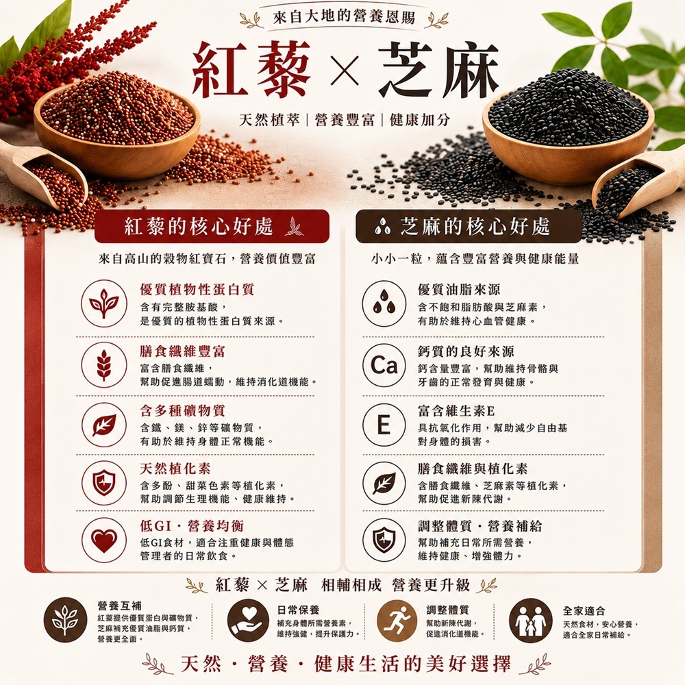 紅藜與芝麻的核心益處圖