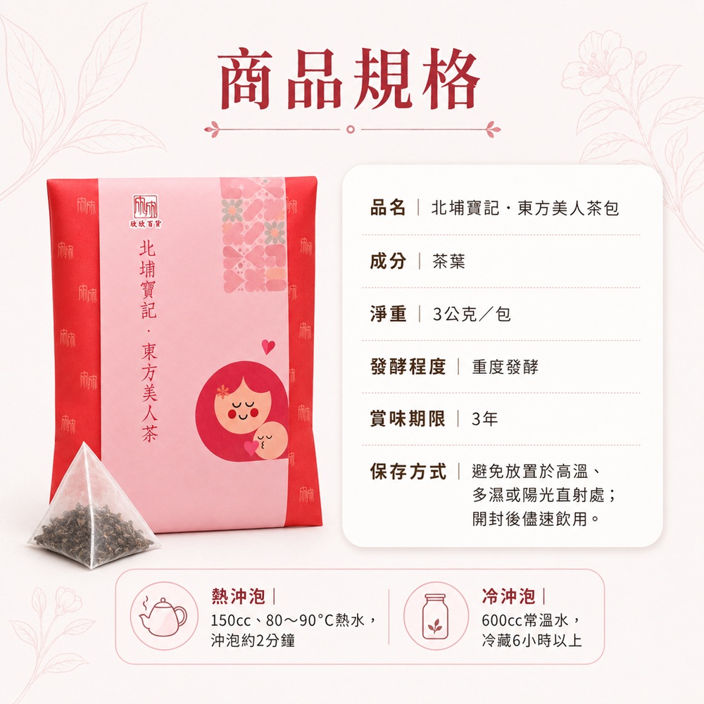 北埔寶記東方美人茶包商品規格