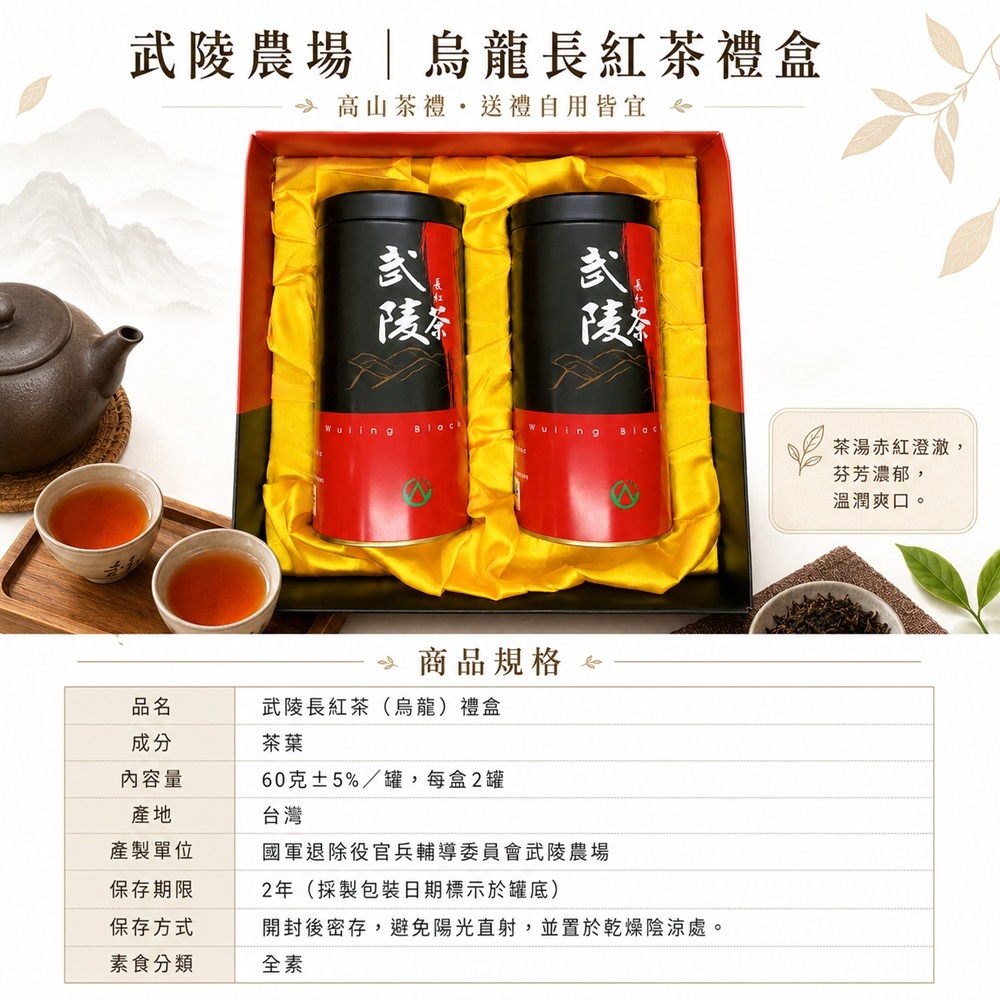 武陵農場烏龍長紅茶禮盒商品規格圖