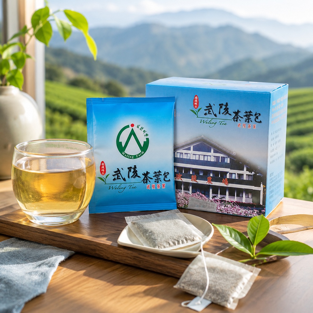 武陵農場長青茶包情境示意圖
