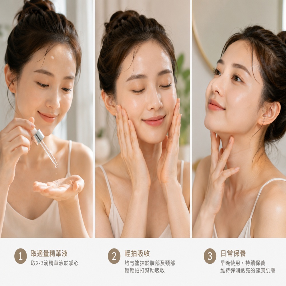 乳油木綿羊精華液使用示意圖
