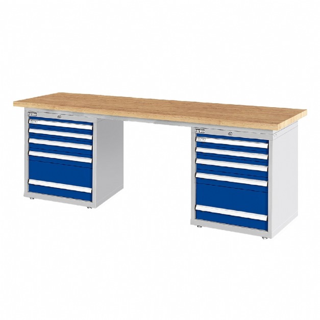 天鋼 WAD-77054W 寬2100mm 重量型原木工作桌 雙櫃型