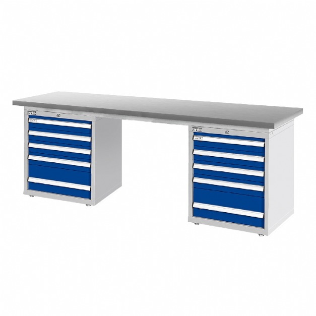 天鋼 WAD-77053S 寬2100mm 重量型不鏽鋼工作桌 雙櫃型