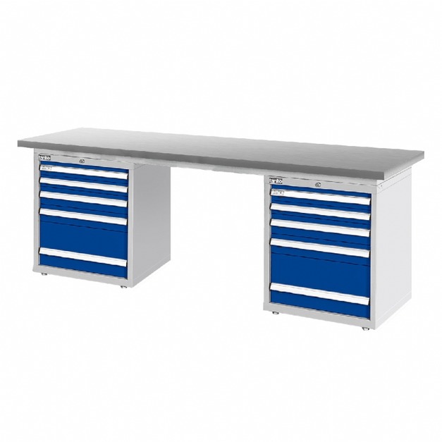 天鋼 WAD-77054S 寬2100mm 重量型不鏽鋼工作桌 雙櫃型