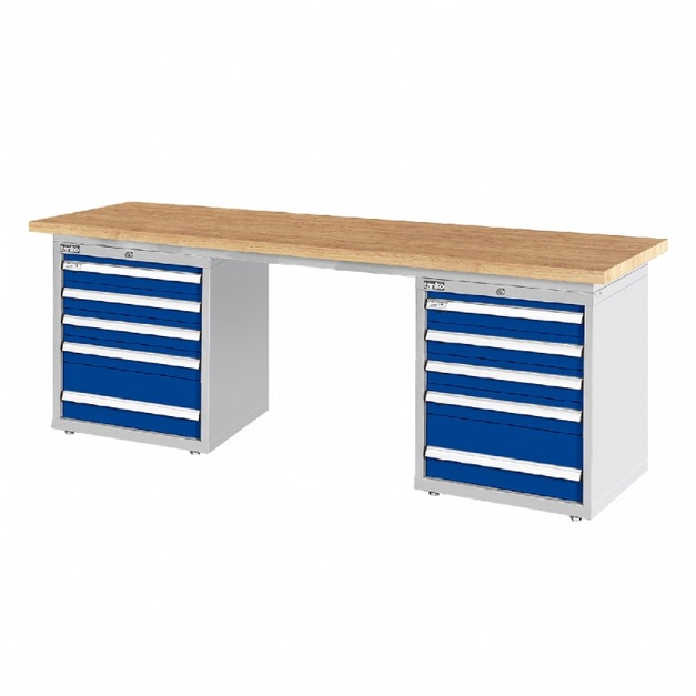 天鋼 WAD-77053W 寬2100mm 重量型原木工作桌 雙櫃型