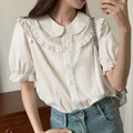 「夏日」娃娃領木耳花邊襯衫