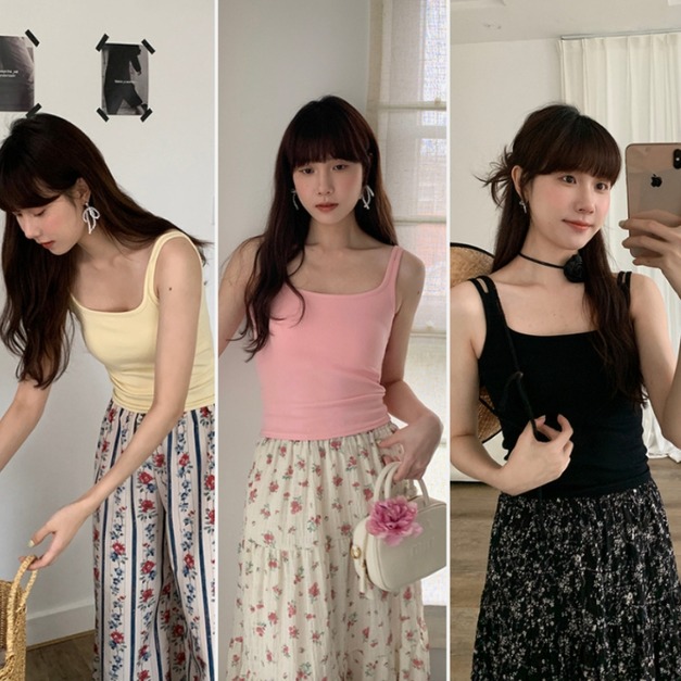 「蜜桃肌」羅紋鎖骨線自帶胸墊小可愛