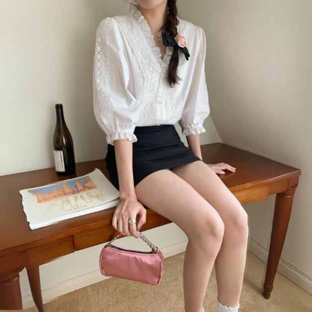 Venisson 蕾絲通勤襯衫