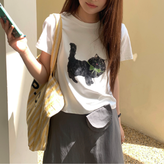 Venisson 貓咪圓領短袖tee