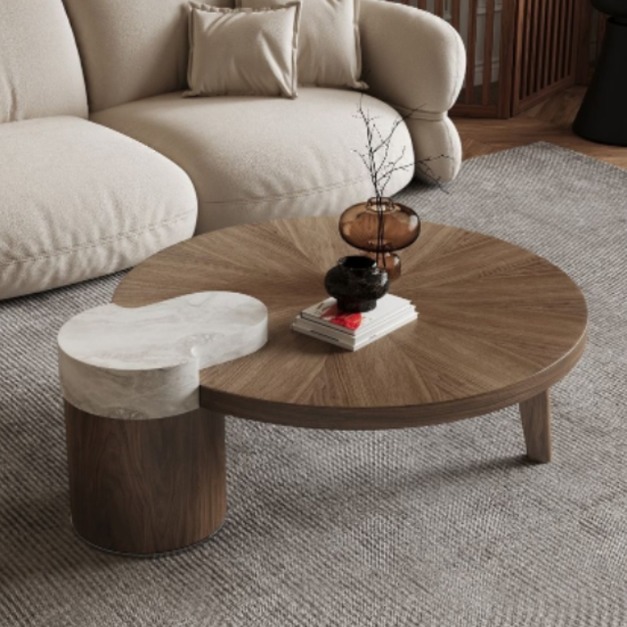 時尚簡約客廳胡桃木紋面板茶几